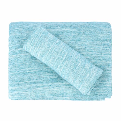 Everyday Living Jersey Sheet Set – 4 Piece - Spacedye Turquoise Perspective: top
