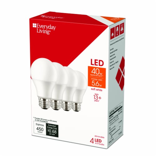 Everyday Living® 5.6-Watt (40-Watt) A19 LED Dimmable Light Bulb - Soft White (2700K) Perspective: top