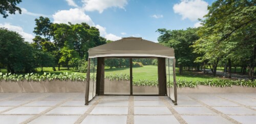 HD Designs Outdoors Pop Up Gazebo - Taupe Perspective: top