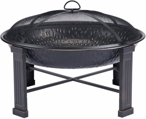 HD Designs Outdoors Round Steel Fire Pit - Black Perspective: top