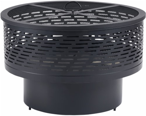 HD Designs Outdoors Round Steel Fire Pit - Black Perspective: top