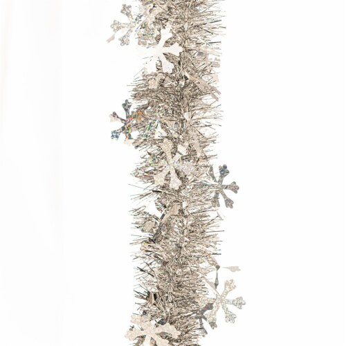 Northlight 50' x 2 White and Silver Christmas Tinsel Garland with  Snowflakes - Unlit, 1 - Fry's Food Stores