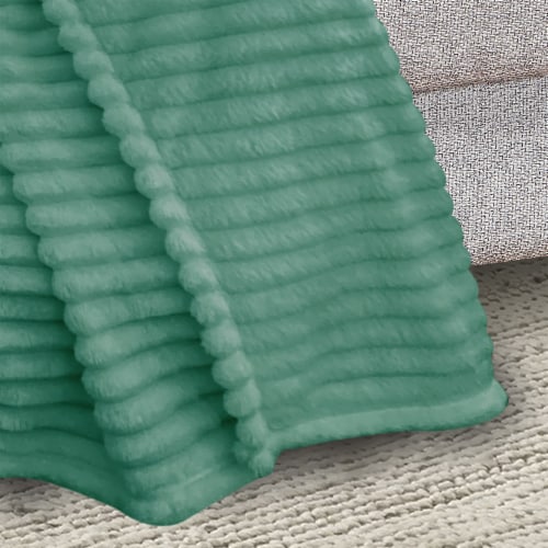 Everyday Living® Ribbed Microplush Throw - Green Perspective: top