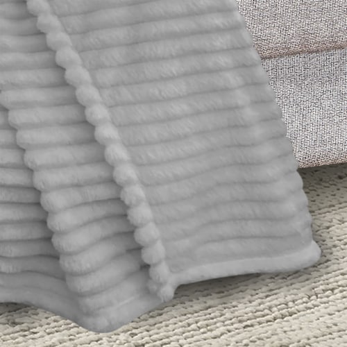 Everyday Living® Ribbed Microplush Throw - Gray Perspective: top