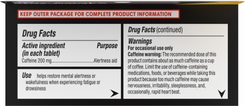 Kroger® Stay Awake Alertness Aid Caffeine Tablets 200mg Perspective: top