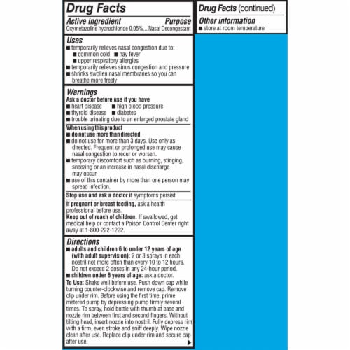 Kroger® Allergy Sinus No Drip Nasal Mist Oxymetazoline HCl Perspective: top