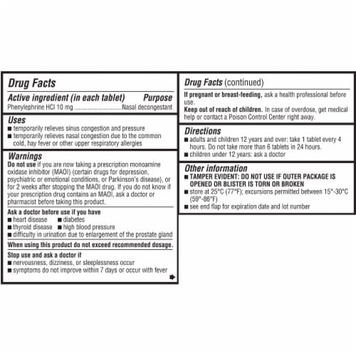 Kroger® Sinus Congestion Maximum Strength Non-Drowsy Tablets Phenylephrine HCl Perspective: top
