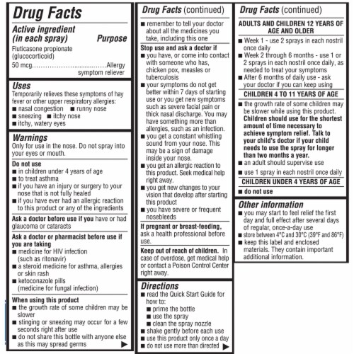 Kroger® Allergy Relief Non-Drowsy Nasal Spray Fluticasone Propionate Perspective: top