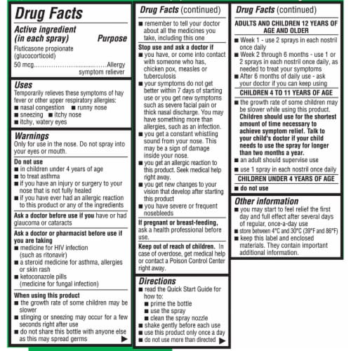 Kroger® Allergy Relief Non-Drowsy Nasal Spray Fluticasone Propionate Perspective: top