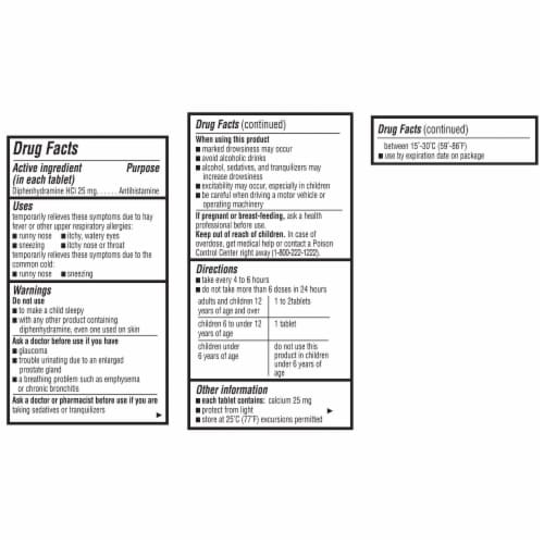 Kroger® Allergy Tablets Diphenhydramine HCl Perspective: top