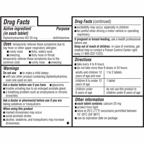 Kroger® Allergy Tablets Diphenhydramine HCl Perspective: top