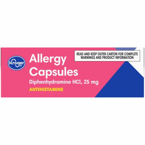 Kroger® Diphenhydramine HCl Allergy Antihistamine Capsules 25mg Perspective: top