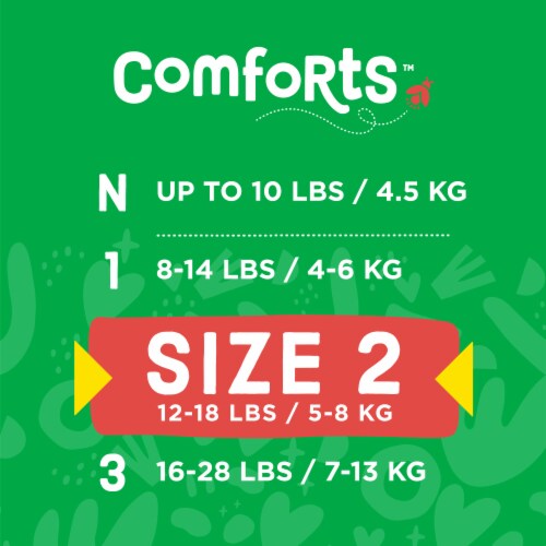 Comforts™ Day or Night Diapers Size 2 (12-18 lbs) Perspective: top