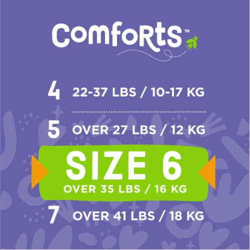 4 Comforts For Baby Diapers Size 6 over 35+ lb Bumble Bee Print Kroger