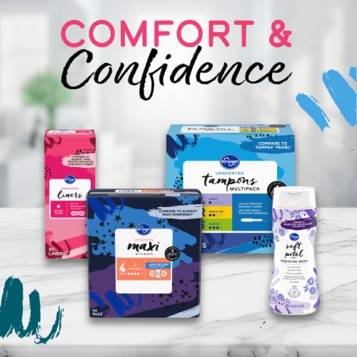 Kroger® Unscented Winged Ultra Thin Extra Long Pads Perspective: top