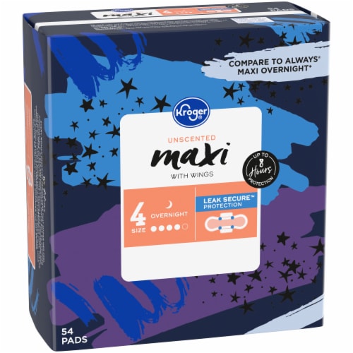 Always Maxi Pads with Wings Extra Heavy Overnight Absorbency Size 5  Unscented, 20 count - Kroger