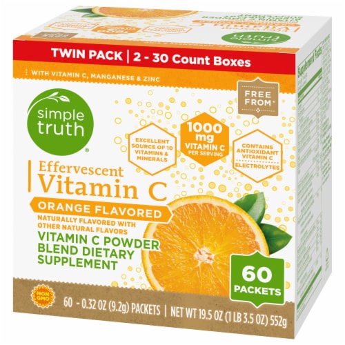 Simple Truth® Effervescent Vitamin C Powder Packets Orange 1000mg Twin Pack Perspective: top