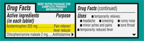 Kroger® Cold & Flu HBP Acetaminophen Pain Reliever & Fever Reducer Tablets Perspective: top