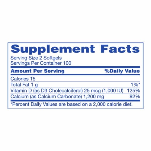 Kroger® Calcium 1200mg with Vitamin D Softgels Perspective: top