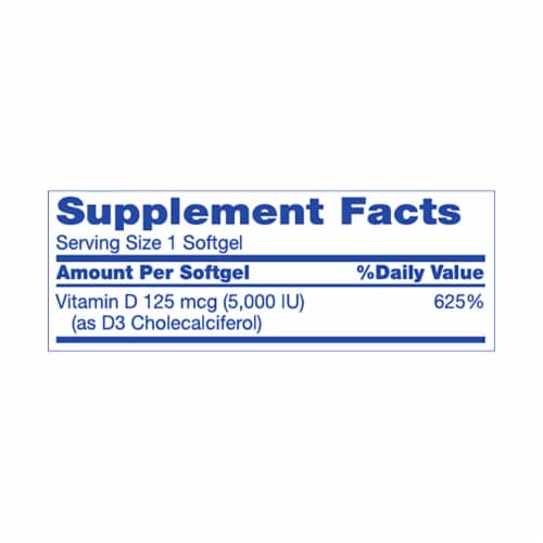 Kroger® Vitamin D3 Softgels 125mcg Perspective: top