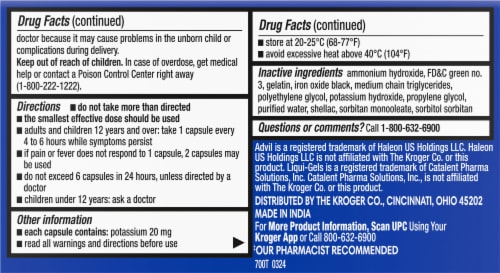 Kroger® Pain Reliever / Fever Reducer Ibuprofen Mini Softgels Perspective: top