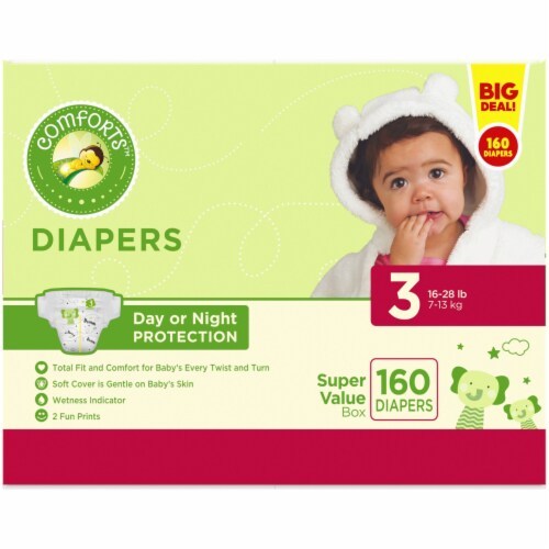 Comforts™ Day or Night Diapers Size 3 (16-28 lbs) BIG DEAL! Perspective: top