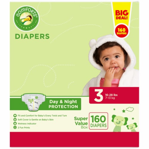 Comforts™ Day or Night Diapers Size 3 (16-28 lbs) BIG DEAL! Perspective: top
