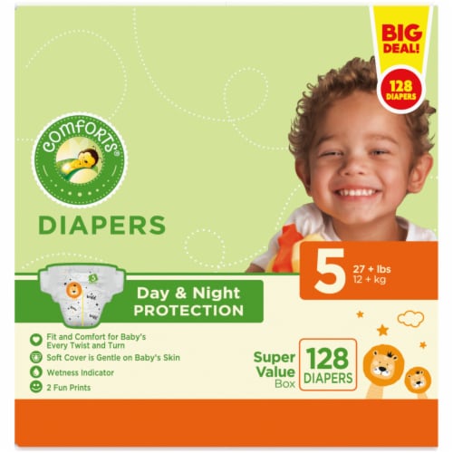 Comforts™ Day or Night Diapers Size 5 (27+ lbs) BIG DEAL! Perspective: top