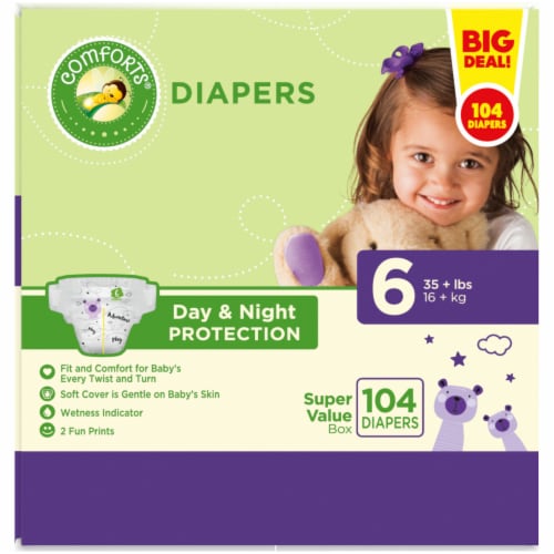 Comforts™ Day or Night Diapers Size 6 (35+ lbs) Perspective: top