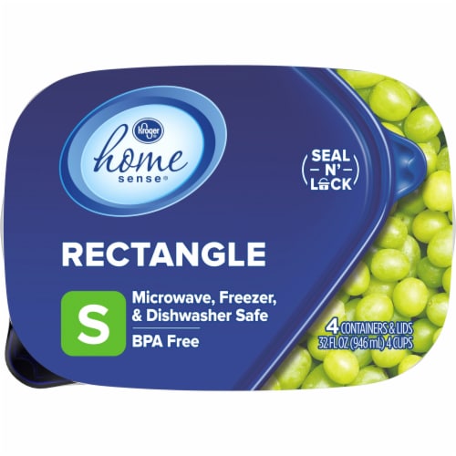 Kroger Home Sense Rectangle BPA-Free Plastic Snap Seal Food Storage Container - 4 pack Perspective: top