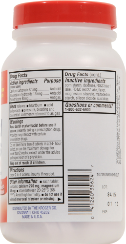 Kroger® Berry Flavored Maximum Strength Chewable Antacid Tablets Perspective: top