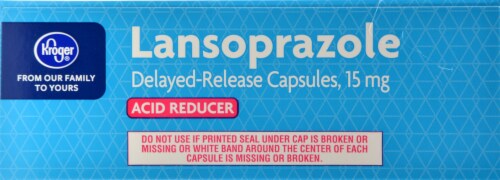 Kroger® 24 Hour Delayed Release Lansoprazole 15 mg Capsules Perspective: top