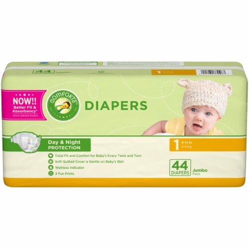 Comforts™ Day or Night Diapers Size 1 (8-14 lbs) Perspective: top