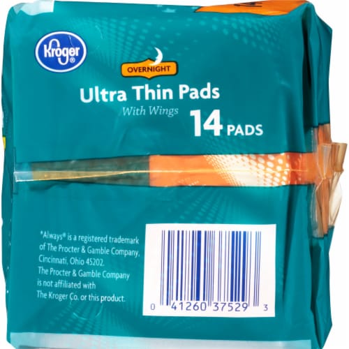 Kroger® Overnight Ultra Thin Pads with Wings Perspective: top