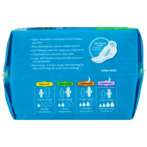 Kroger® Long Super Maxi Pads with Wings Perspective: top