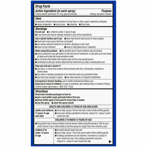 Kroger® Multi-Symptom Nasal Allergy Spray Triamcinolone Acetonide Perspective: top