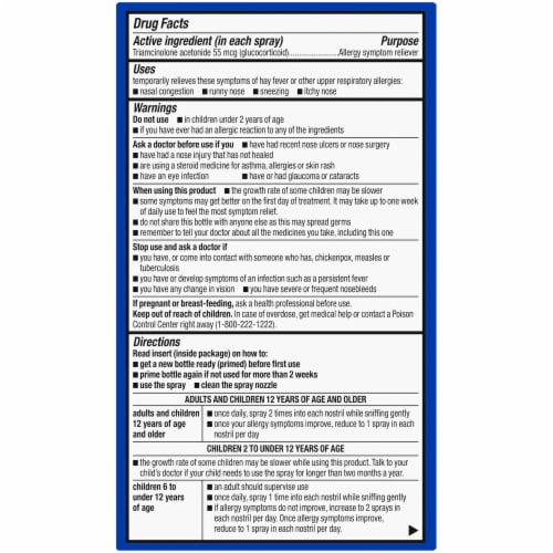 Kroger® Multi-Symptom Nasal Allergy Spray Triamcinolone Acetonide Perspective: top