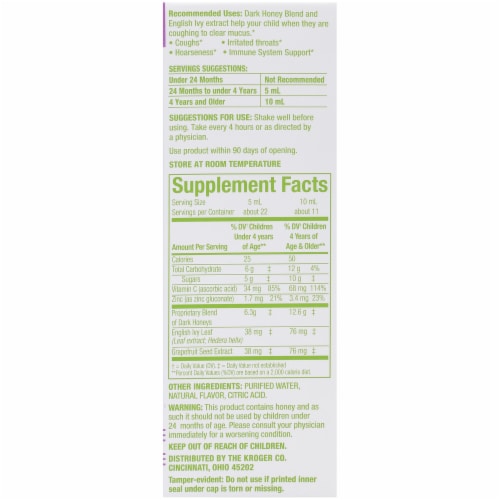Simple Truth® Children's Cough Syrup + Mucus† Relief Daytime Grape Flavored Perspective: top