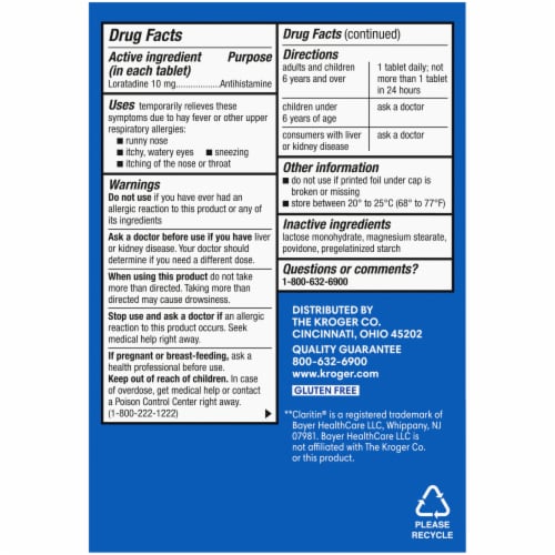 Kroger® 24 hr Allergy Relief Tablets 10 mg BIG Deal! Perspective: top