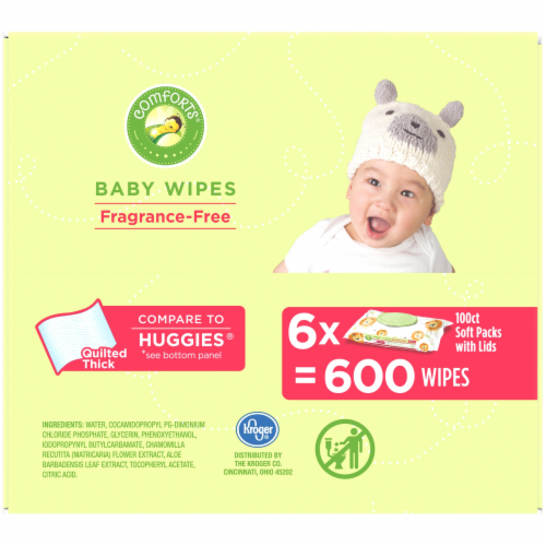 Comforts™ Fragrance-Free Baby Wipes Multipack Perspective: top