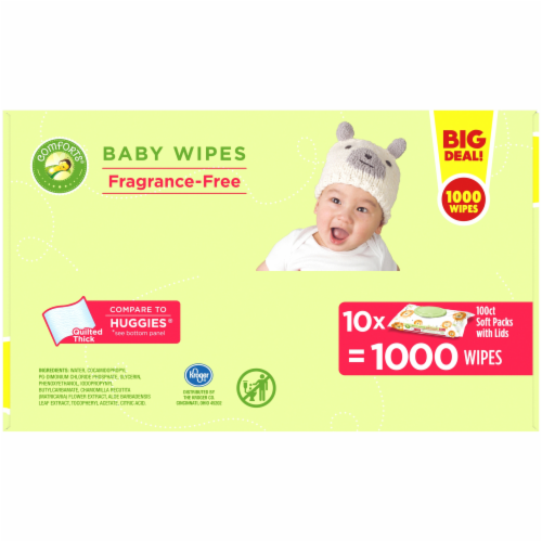Comforts® Fragrance-Free Baby Wipes Flip-Top Packs Perspective: top