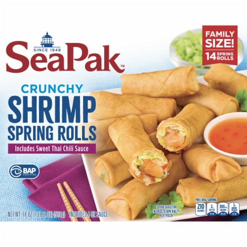 SeaPak Crunchy Shrimp Spring Rolls with Sweet Chili Sauce Perspective: top