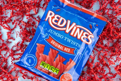 Red Vines Original Red Licorice Candy Jumbo Twists Perspective: top