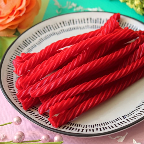 Red Vines Original Red Licorice Candy Twists Perspective: top