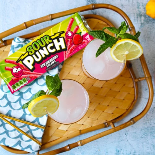 Sour Punch King Size Tray Strawberry Candy Straws Perspective: top