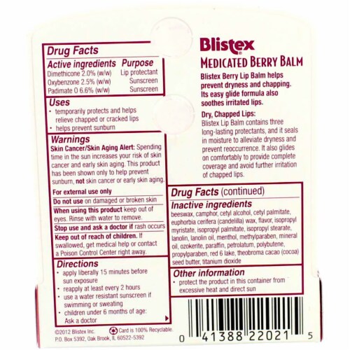 Blistex Lip Balm .15 Oz Berry Perspective: top