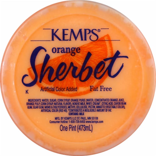 Kemps Fat Free Orange Sherbet Pint Perspective: top