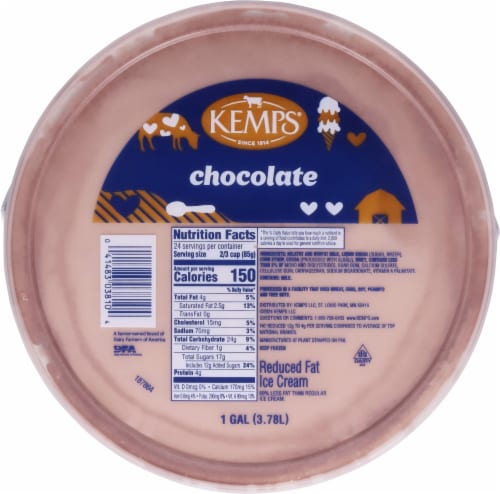 Kemps Reduced Fat Chocolate Ice Cream Tub Perspective: top