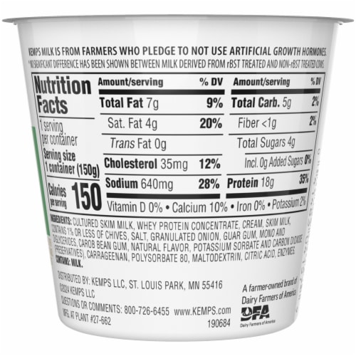 Kemps Chive Cottage Cheese Perspective: top