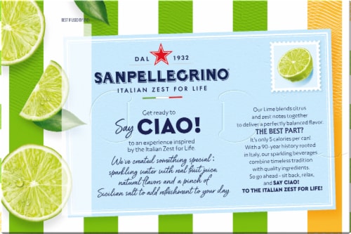 San Pellegrinio Ciao! Lime Sparkling Water Cans Perspective: top